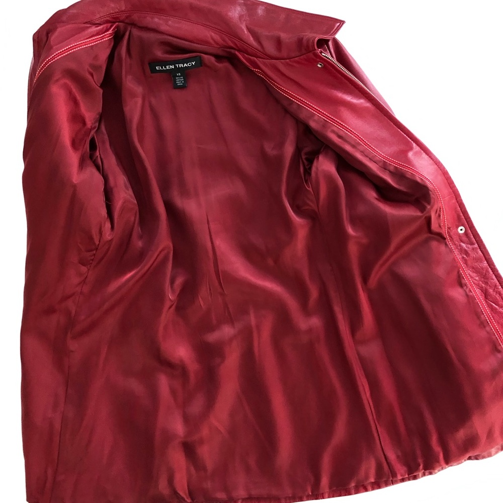 Ellen Tracy Red Leather Jacket - image 5